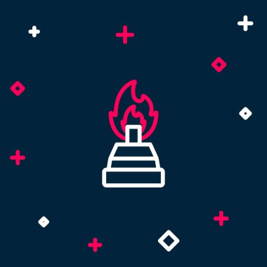 Mavi arka planda alkol veya ruh yakıcı ikonu izole edildi. Kimyasal ekipman. Renkli taslak konsepti. Vektör