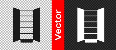 Siyah Gardırop simgesi şeffaf arkaplanda izole edildi. Dolap tabelası. Vektör