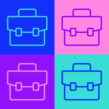 Pop Art Line Evrak Çantası simgesi renk arkaplanında izole edildi. İş ilanı. İş portföyü. Vektör