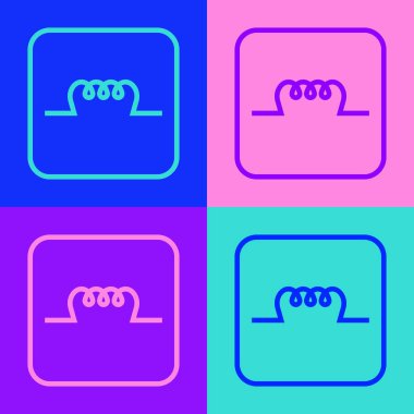 Elektronik devre ikonundaki pop sanat eseri indüktörü renk arkaplanında izole edildi. Vektör