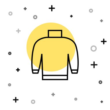 Black line Sweater icon isolated on white background. Pullover icon. Sweatshirt sign. Random dynamic shapes. Vector