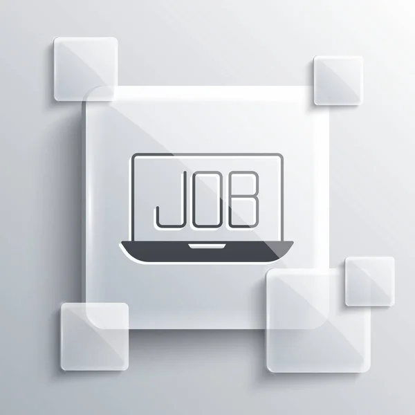 Grey Search job icon isolated on grey background. Recruitment or selection concept. Human resource and recruitment for business. Square glass panels. Vector