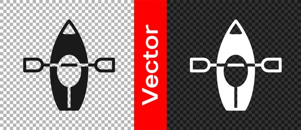 Schwarzes Kajak Und Paddel Symbol Isoliert Auf Transparentem Hintergrund Kajak — Stockvektor