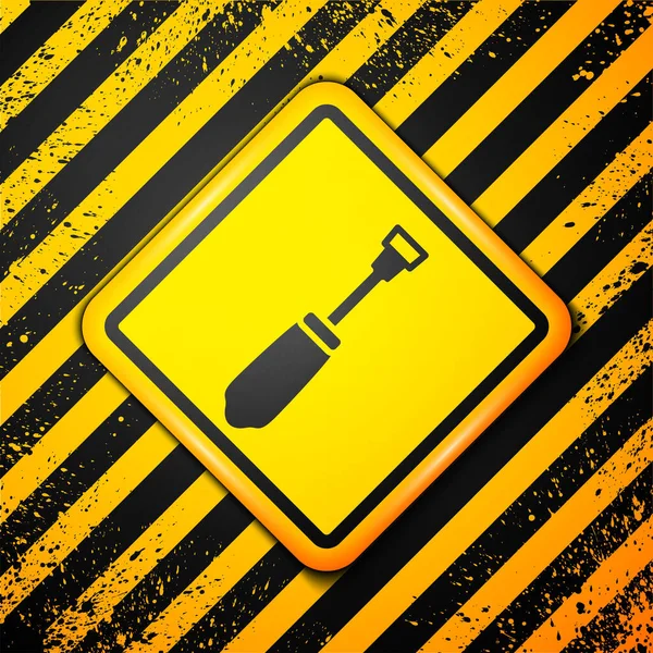 Schwarzes Schraubenzieher Symbol Isoliert Auf Gelbem Hintergrund Service Tool Symbol — Stockvektor