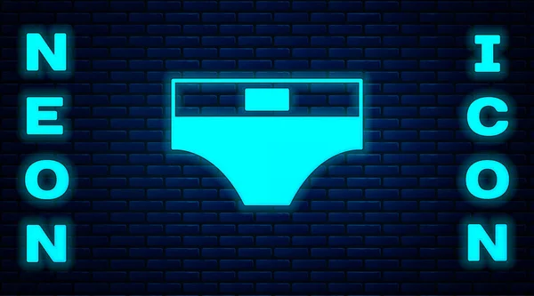 Zářící Neon Pánské Kalhotky Ikona Izolované Cihlové Zdi Pozadí Mužské — Stockový vektor