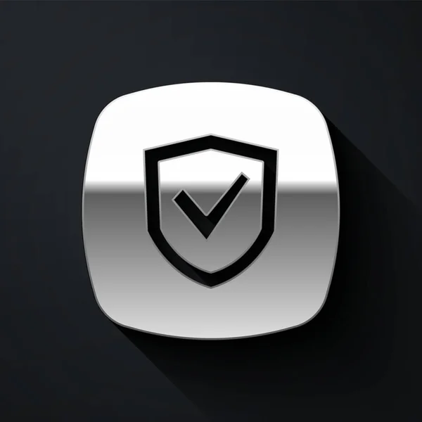 Иконка Silver Shield Выделена Черном Фоне Концепция Страхования Знак Охранника — стоковый вектор