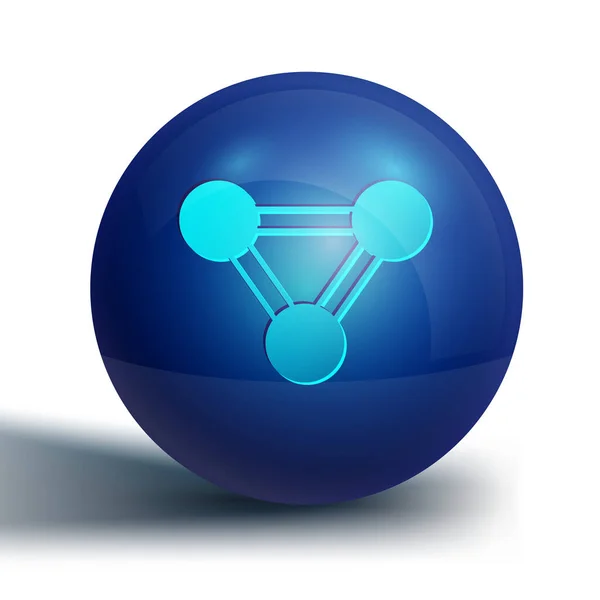 Icona Della Molecola Blu Isolata Sfondo Bianco Struttura Delle Molecole — Vettoriale Stock