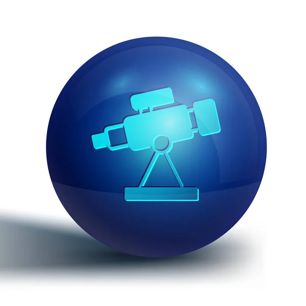 Ikona Niebieskiego Teleskopu Odizolowana Białym Tle Narzędzie Naukowe Element Edukacji — Wektor stockowy