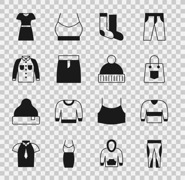 Set Leggings Sweater Handbag Socks Skirt Shirt Woman Dress Beanie — стоковий вектор