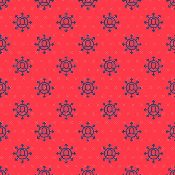 ブルーラインマルチタスクマネージャーの作業アイコンは 赤の背景にシームレスなパターンを隔離しました ベクトル — ストックベクタ
