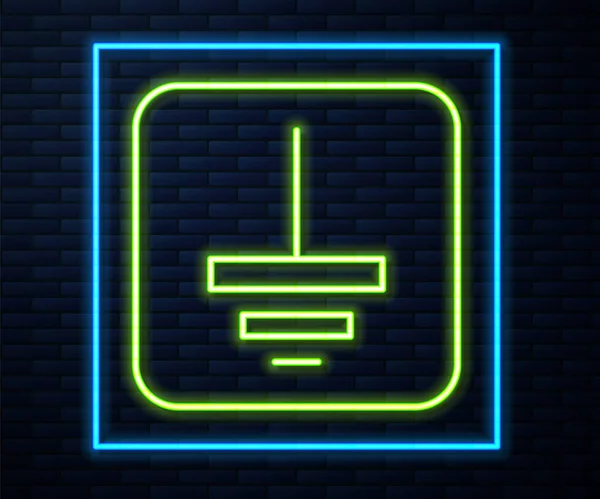 Glödande Neon Linje Elektrisk Symbol Marken Ikonen Isolerad Tegel Vägg — Stock vektor