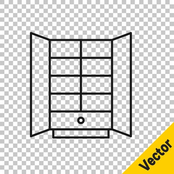 Черная Линия Шкаф Значок Изолирован Прозрачном Фоне Шкаф Знак Вектор — стоковый вектор