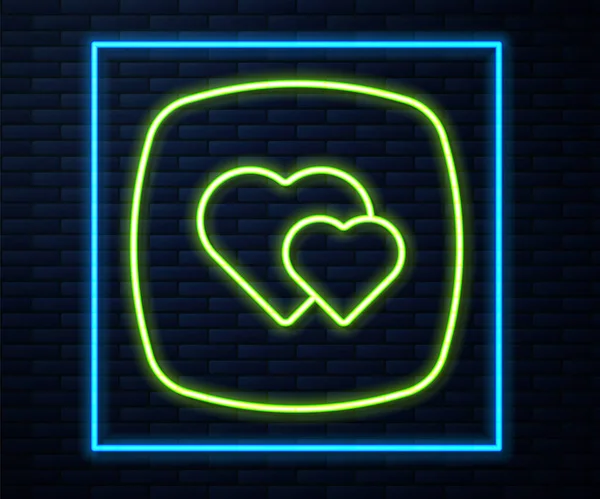 Zářící Neonová Čára Ikona Srdce Izolovaná Pozadí Cihlové Stěny Romantický — Stockový vektor