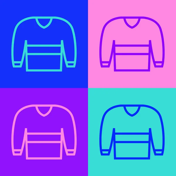 ポップアートライン色の背景に隔離されたセーターアイコン プルオーバーアイコン スウェットシャツのサイン ベクトル — ストックベクタ