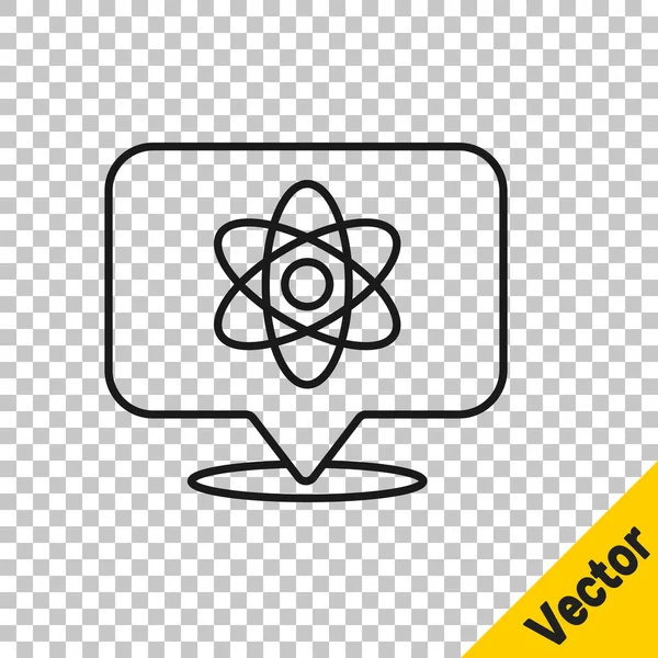 Schwarze Linie Atom Symbol Isoliert Auf Transparentem Hintergrund Symbol Für — Stockvektor