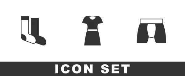 Set Calcetines Vestido Mujer Hombre Icono Calzoncillos Vector — Vector de stock