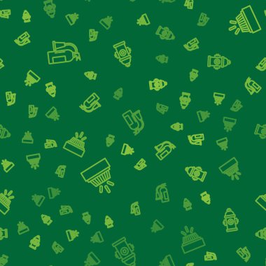 Yangın söndürücüyü, duman alarmı sistemini ve yangın musluğunu sorunsuz bir şablona ayarla. Vektör.