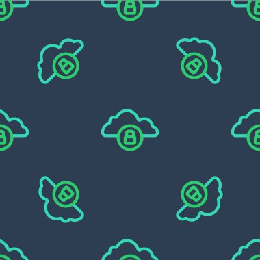 Hat Bulutu bilgisayar kilidi simgesi mavi arka planda izole edilmiş. Güvenlik, güvenlik, koruma kavramı. Kişisel verilerin korunması. Vektör