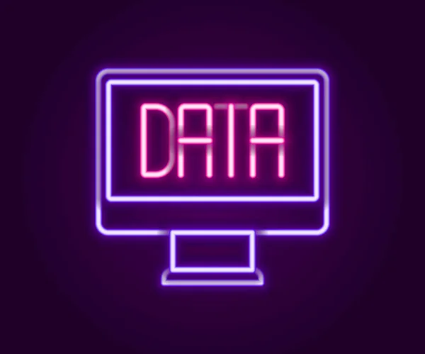 Gloeiende Neon Lijn Dataanalyse Icoon Geïsoleerd Zwarte Achtergrond Analyse Van — Stockvector