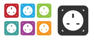 Beyaz arkaplanda siyah elektrik çıkış simgesi izole edildi. Elektrik prizi. Rosette sembolü. Simgeleri renklendirin. Vektör