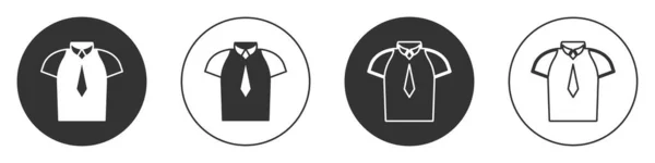 Black Shirt Icon Isolated White Background Shirt Circle Button Vector — Archivo Imágenes Vectoriales