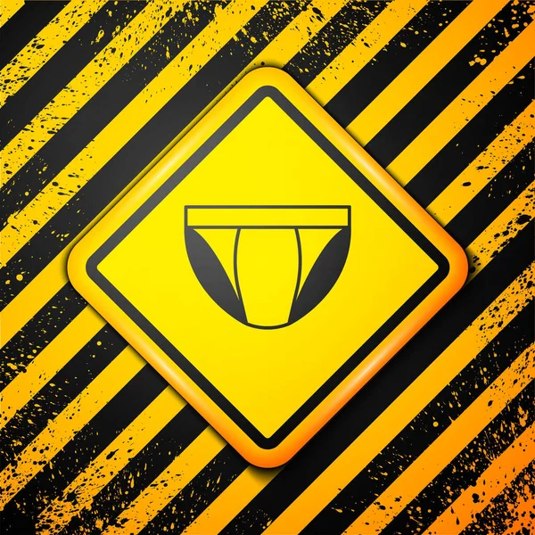 Black Men Underpants Icon Isolated Yellow Background Man Underwear Warning — Stock Vector