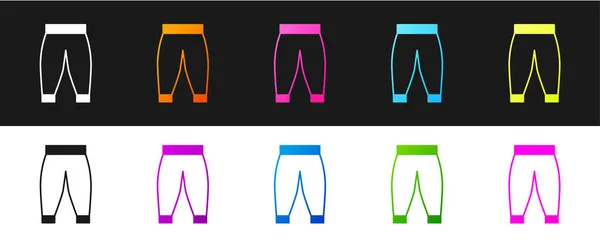 Set Pants Symbol Isoliert Auf Schwarzem Und Weißem Hintergrund Hosenunterschrift — Stockvektor