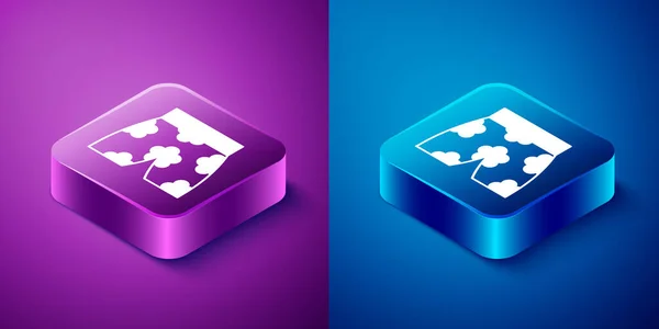 Isométrique Icône Maillots Bain Isolés Sur Fond Bleu Violet Bouton — Image vectorielle
