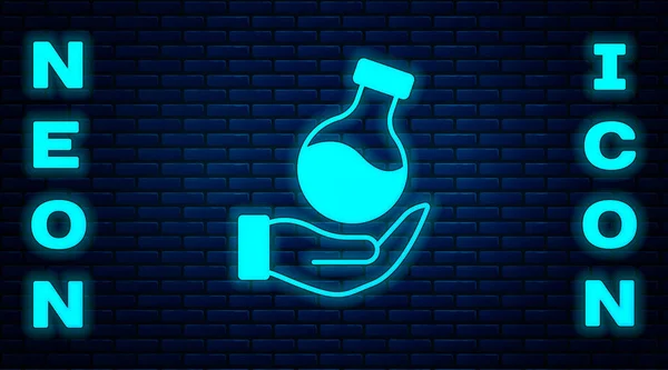 Świecący Neon Probówka Kolba Chemiczna Laboratoryjna Ikona Badania Izolowane Tle — Wektor stockowy
