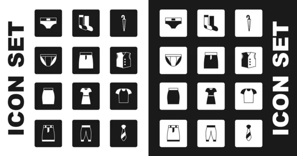 スカート メンズパンツ ウエストコート ソックス Tシャツ アイコンをセット ベクトル — ストックベクタ