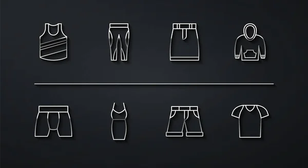 Set Line Undershirt Ανδρικά Εσώρουχα Hoodie Short Γυναικείο Φόρεμα Κολάν — Διανυσματικό Αρχείο