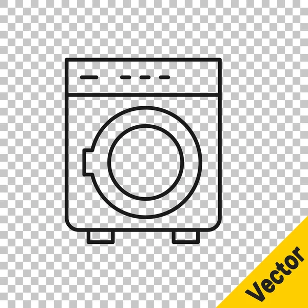 Black Line Washer Symbol Isoliert Auf Transparentem Hintergrund Waschmaschinensymbol Kleiderwaschmaschine — Stockvektor