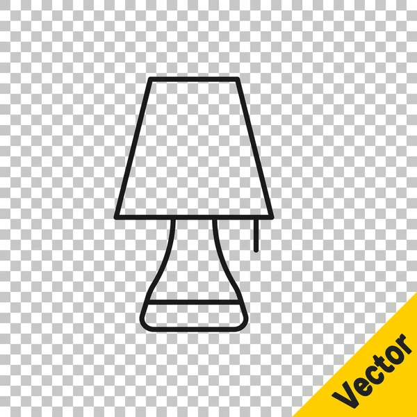 Black Line Table Lamp Icon Isolated Transparent Background Vector — Stock Vector