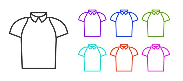 Černá Čára Ikona Košile Polo Izolované Bílém Pozadí Nastavit Barevné — Stockový vektor