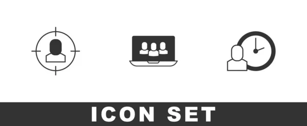 Stel Hoofd Jacht Project Team Base Werktijden Icoon Vector — Stockvector