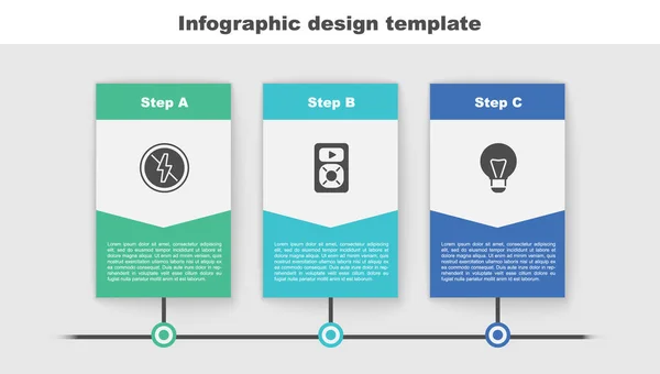 Set Lightning Music Player Creative Lamp Idea Business Infographic Template — Stock Vector