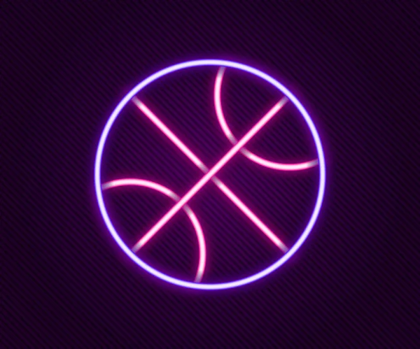 Lumineux Néon Ligne Ballon Basket Icône Isolée Sur Fond Noir — Image vectorielle