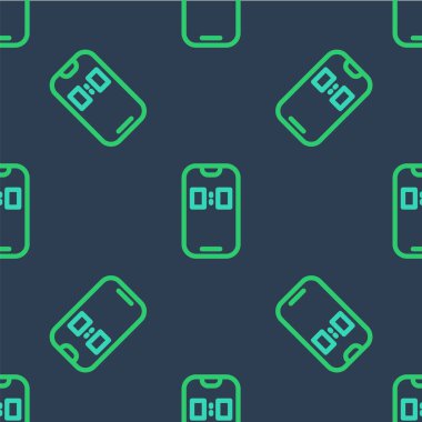 Satır Alarmı uygulaması akıllı telefon arayüzü simgesi mavi arkaplandaki dikişsiz desen izole edildi. Vektör