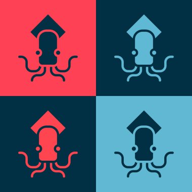 Pop Art Octopus simgesi renk arkaplanında izole edildi. Vektör.