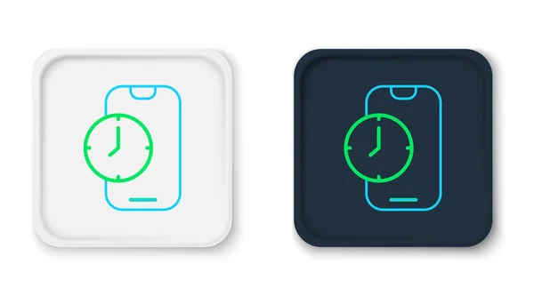 Line Alarm Horloge App Smartphone Interface Icône Isolée Sur Fond — Image vectorielle