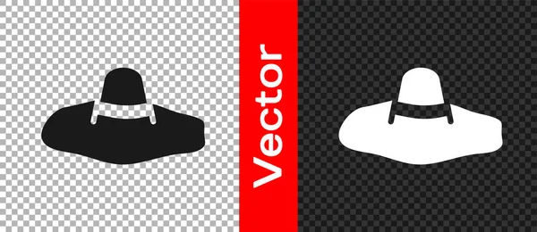 Black Elegant Women Hat Icon Isolated Transparent Background Vector — Stock Vector