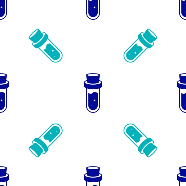 Botella Azul Con Icono Poción Aislado Patrón Sin Costura Sobre — Archivo Imágenes Vectoriales