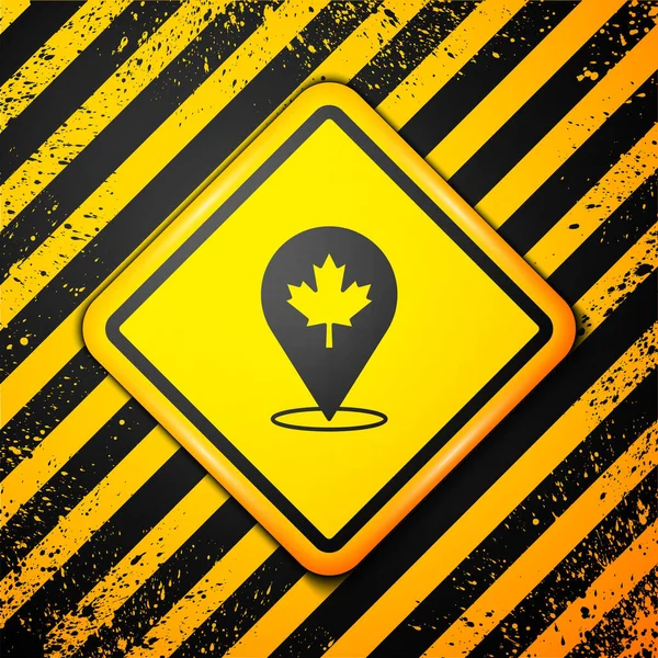 Schwarzes Kanadisches Ahornblatt Symbol Isoliert Auf Gelbem Hintergrund Kanada Symbolisiert — Stockvektor