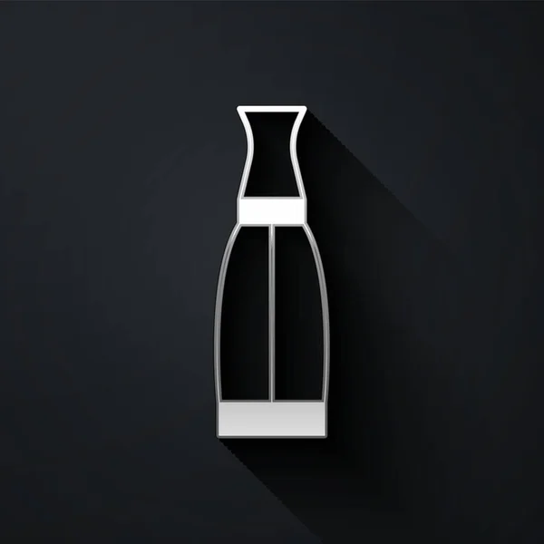 Butelka Płynu Silver Vape Elektronicznej Ikony Papierosów Odizolowana Czarnym Tle — Wektor stockowy