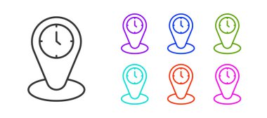 Siyah çizgi zaman dilimi simgesi beyaz arkaplanda izole edildi. Simgeleri renklendirin. Vektör