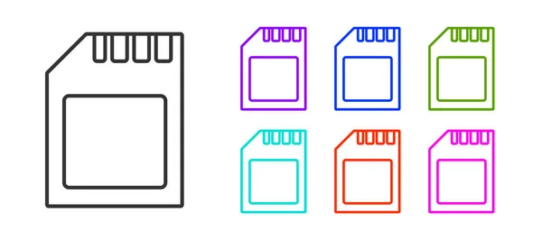 Svart Linje Kort Ikon Isolerad Vit Bakgrund Minneskort Adapter Ikonen — Stock vektor