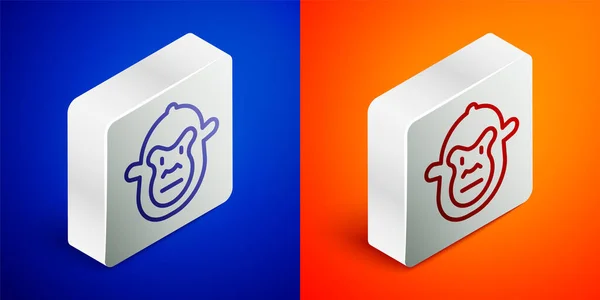 Isometric Line Monkey Icon Isolated Blue Orange Background Animal Symbol — Stockvektor