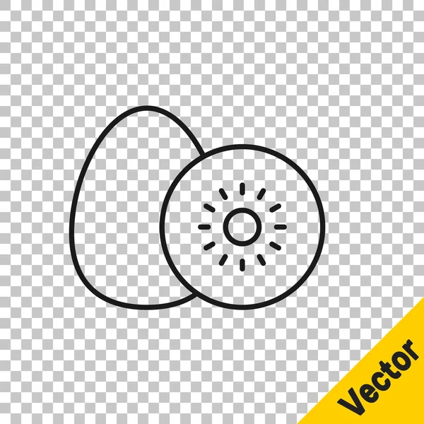 Černá Čára Kiwi Ovoce Ikona Izolované Průhledném Pozadí Vektor — Stockový vektor