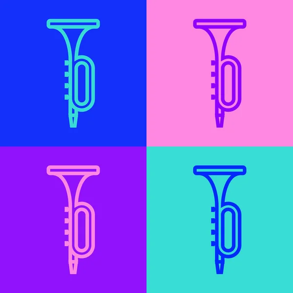 流行艺术线Trumpet图标孤立的颜色背景 音乐乐器 — 图库矢量图片