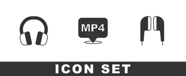 Установите Наушники Файл Mp4 Значок Наушников Air Вектор — стоковый вектор
